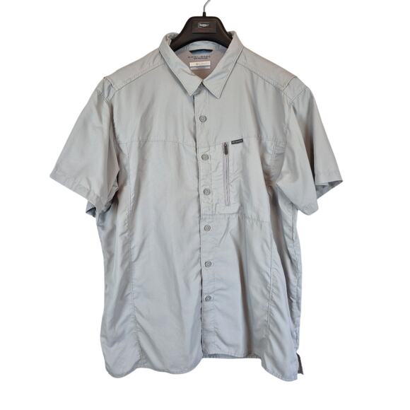 Columbia Shirt Mens XL Omni-Shade Grey Sun Protection Button Down Short Sleeve - Picture 1 of 13